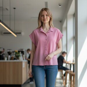 ASOS Perfect Pink Button-up Top